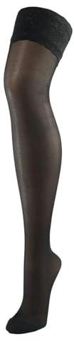 BAHNER Premium Stützstrumpfe Damen halterlose transparente Spitzenstrümpfe, Strümpfen 70 DEN Qualität aus Deutschland