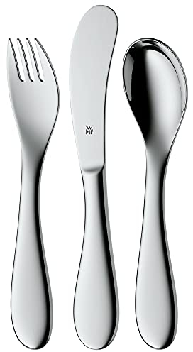 WMF Knuddel Kinderbesteck Mini 3-teilig, Kinderbesteck ab 1 Jahr, Cromargan Edelstahl poliert, Gravurgeschenk, spülmaschinengeeignet