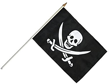 Flaggenfritze® Stockflagge Pirat mit Zwei Schwertern - 30 x 45 cm