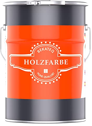 Wetterschutzfarbe Weiß 10l, Holzlack, Holzfarbe, Holzschutzfarbe Holzschutz vor Nässe, Verwitterung & UV-Strahlen - Holz Decklack lösemittelfrei, schnelltrocknend, hochdeckend - BEKATEQ LS-420