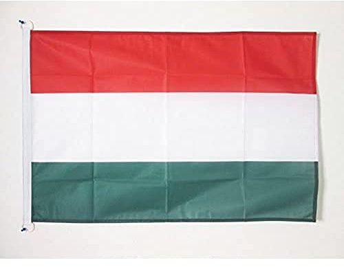 AZ FLAG Bootsflagge Ungarn 90x60 cm Mesh-Polyester Kunststoffringe | Für außen und Boote Ungarische Bootsflagge Magyarország wetterfest mit doppelten Nähten und verstärkten Kanten