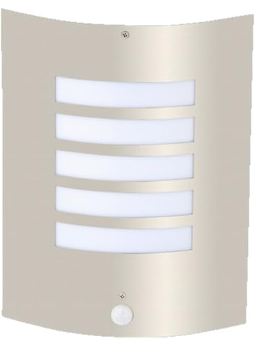 Brilliant 47698/82 A++ to E Outdoor Wall Light with Motion Sensor 60 W E27 Stainless Steel 9 x 24 x 29 cm | Outdoor wall lamp with motion sensor, 29 cm height, E27, max. 60 W, IP44
