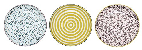 Bloomingville Patrizia - Platos para tartas (diámetro de 16 cm, tamaño pequeño, 3 unidades), color azul y morado