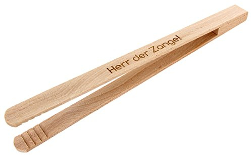 'Lord Of The Tongs Barbecue Tongs 30 cm with Engraving Made of Beech Wood 