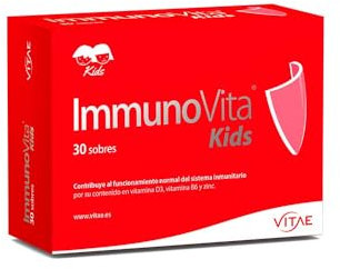 Vitae ImmunoVita Kids 30 sobres | Betaglucanos de levadura, vitamina D3, vitamina B6 y zinc | Activar las defensas de los niños | Sistema inmunitario fuerte