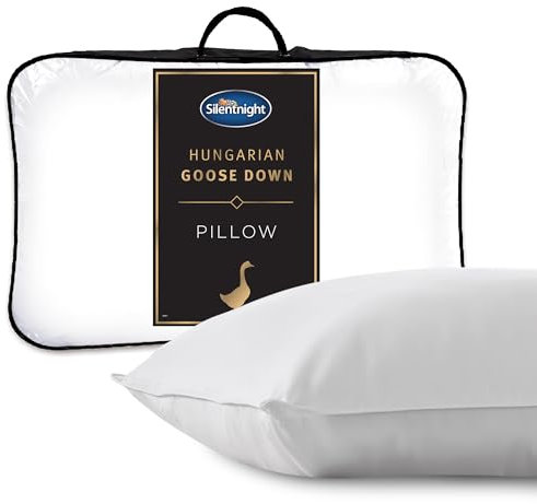 Silentnight Hungarian Goose Down Pillow - Hotel Quality Luxury Goose Feather and Down Pillow with Pure Cotton Cover, Soft Medium Support Ideal for Front and Back Sleepers - Machine Washable