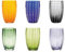 Zafferano Perle Bicchiere Tumbler Lavorato a Mano in Vetro Colorato Trasparente cl 32 h 109mm d 71mm, Set 6 Pezzi Colori Assortiti, Mix 1