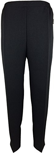 K-Milano Pantaloni da donna con elastico in vita, molto adatti per anziani, pantaloni della nonna, pantaloni a infilare, tasche sicure con zip e piega stirata, taglia corta, Nero , 54-56