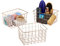 Relaxdays Panier métallique rangement, lot de 3, rectangulaire, stockage, HLP 15,5 x 28 x 20 cm, déco, cuivré