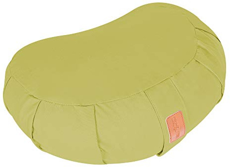 GORILLA SPORTS® yogakudde halvmåne sitthöjd 19 cm ljusgrön - meditationskudde med tvättbart bomullsöverdrag och ekologisk dinkelfyllning