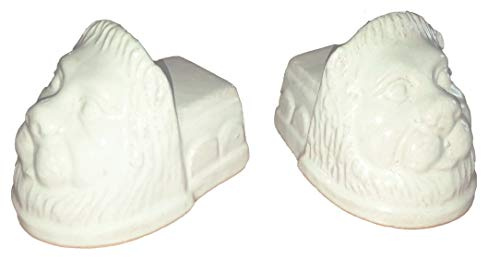 Generico Piedini Testa di Leone in Ceramica Bianca (6 Pezzi) Sostegno per Fioriere Ciotole Cachepot Sottovasi Fatti a Mano Made in Italy Lunghezza 9 cm Altezza 9 cm