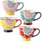 superyes Large Coffee Mugs-Sets of 4, Coffee Cups Set for Tea Milk Latte Cappuccino Cereal Hot Chocolate Soup, Gift for Friend, Family 15 OZ(Flower)