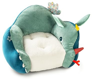 Lilliputiens - Sillón para niños Joe el Dragón - Sillón cómodo y Divertido de Tela Suave con Orejas, alas y Etiquetas para Descubrir - Ideal para Decorar la habitación o la Sala de Juegos - 83324