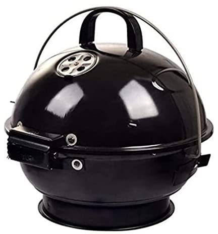 Kolgrill Picknick Grill Träkolgrill Bärbar Rund Kolgrill Med Pläterade Stålgaller I Rostfritt Stål, Fällbar Utomhusgrill Kolgrillar Picknickgrill (Color : Black)