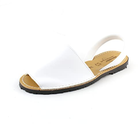 Avarcas Dam spanska lädersandaler Menoquinas Menorca sandaler 5 färger 36 37 38 39 40 41, Vit, 38 EU
