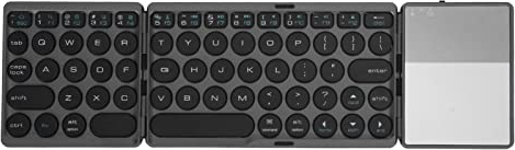Faltbare Kabellose Tastatur, Tragbare Wiederaufladbare 64-Tasten-Klapptastatur mit Touchpad, Universelle Schlanke Bluetooth-Tastatur 140 MAh, für Android (Schwarz)