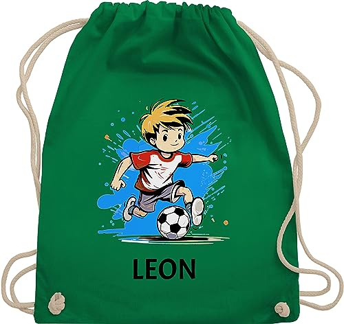Turnbeutel Rucksack - Fußball Junge Fußballer Geschenk Kinder Name - Unisize - Grün - fussball geschenke jungen ball schulanfang sportbeutel fußballfan fußballtrainer stoffbeutel kindergarten