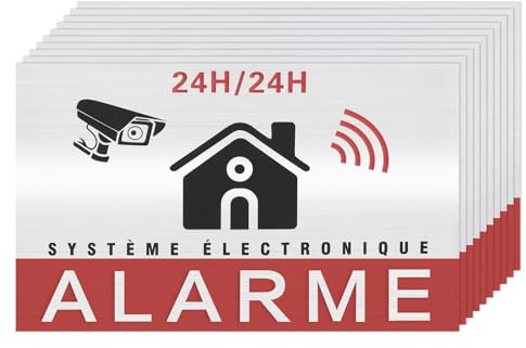 Skapa idé 10 st 24-timmars elektronisk övervakning varningsklistermärke videoövervakningsskylt CCTV säkerhetskamera skylt inomhus- och utomhusbruk varning säkerhetsklistermärke på franska
