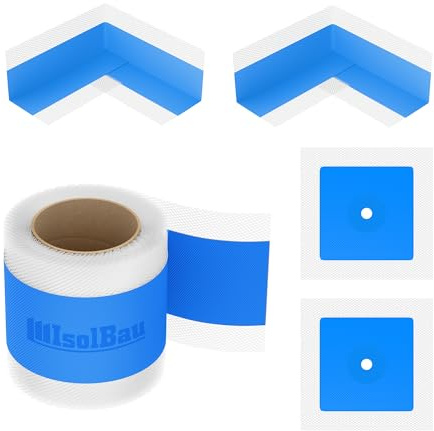 Isolbau 101B Bandset - Dicht-Set für den Innen und außen bereich inkl. 10 m Dichtband, 2x Innenecken & 2x Wandmanschetten, Abdichtung Dusche Bad Küche Wand Wasserdicht