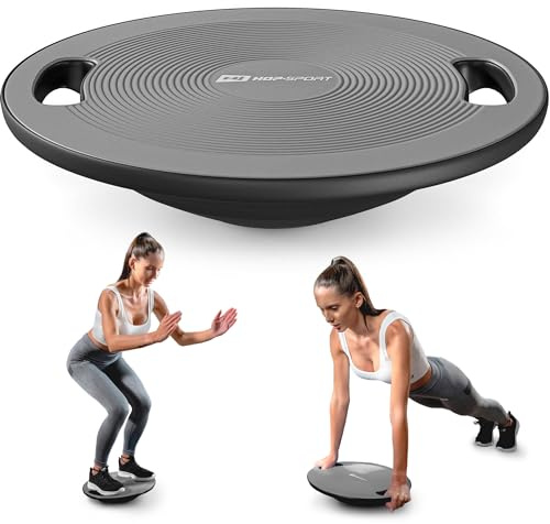 Hop-Sport Balance Board aus Kunststoff - 150 kg Belastbarkeit, rutschfestes Wackelbrett mit Griffen, Gleichgewichtstrainer für Physiotherapie, ø 40 cm