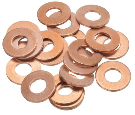 sourcing map Packung mit 20 Stück Kupfer-Dichtring-Dichtung Dichtungsringe | 8mm Innendurchmesser, Flache, Für Ölwanne, Wasser, Kraftstoff und hydraulische Anschlüsse