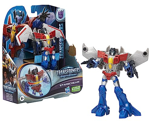 Transformers Spielzeug EarthSpark Warrior-Klasse Starscream Action-Figur, Roboterspielzeug für Kinder ab 6, 12,5 cm