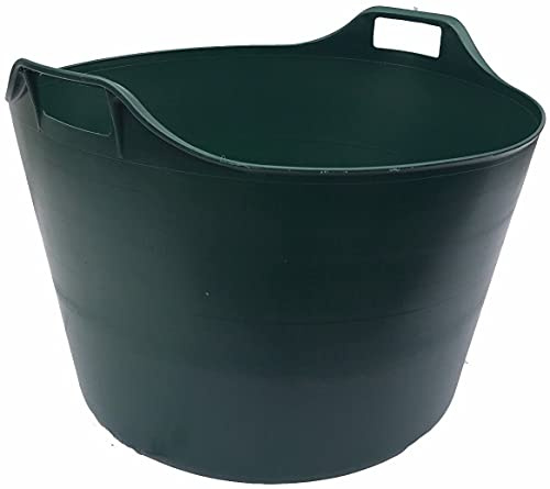 DARK GREEN - 26L/ 42L/ 75 Litre Flexi Tub Multi-Purpose Flexible Colour Water Storage Container Toys Bucket Robust Polyethylene Flex Tub Trug Animal Feed Tub For Home Garden - (75 Litre)
