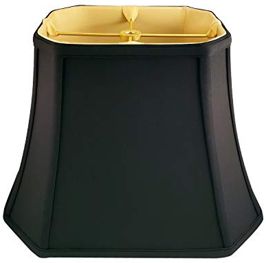 Royal Designs, Inc. BSO-710-16BLK/GL Rectangle Cut Corner Basic Lamp Shade, (7x9) x (10.25x16) x 12.25, Black with Gold