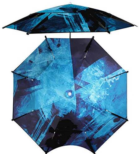 Blauer doppelter wasserdichter Regenschirmstoff,Sonnenschirme Ftir Balkon 360 ° Universeller Sonnenschirm Im Freien, Windresistenter Regenschirm Aus Edelstahl (Color : Blue-B, S : 7.9ft)