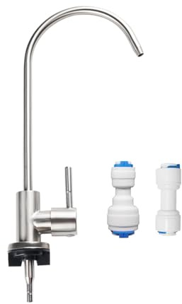 PAROAD SUS304 - Grifo de agua potable de acero inoxidable para ósmosis inversa y filtro de agua, grifo de ósmosis, 100% libre de plomo, resistente a la corrosión, incluye conexión rápida de 1/4 y