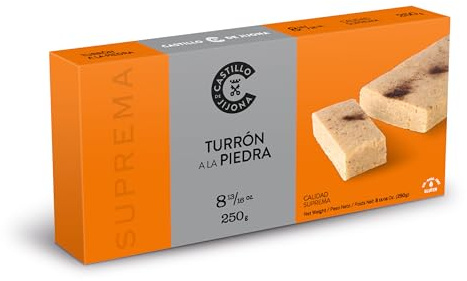 Castillo de Jijona - Turrón a la Piedra 250gr - Turrón Tradicional - Sabor Auténtico - Sin Gluten - Calidad Suprema - Receta Artesanal - Fabricado en España (Jijona)