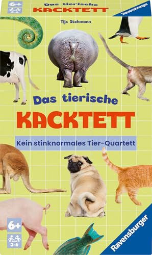 Ravensburger Das tierische Kacktett - Quartett, Kartenspiel ab 6 Jahre | Spiel für 3-6 Spieler, Kinderspiel mit Tierkacke-Thema für lustige Spielrunden, Geschenk für Jungen und Mädchen