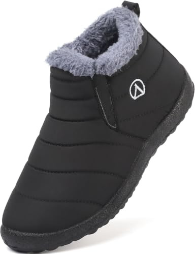 LAZAZAFI Girls Snow Boots Faux Fur Lined Winter Ankle Boots Black UK1