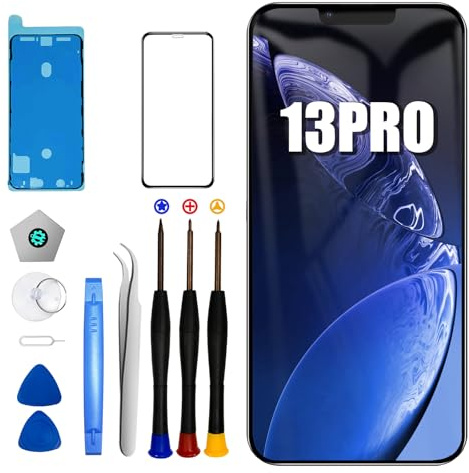 DTD Écran pour iPhone 13 Pro LCD 6.1 de Rechange pour iPhone 13 Pro, écran pour iPhone 13 Pro avec kit de réparation, Compatible avec A2638, A2483, A2636, A2639, A2640