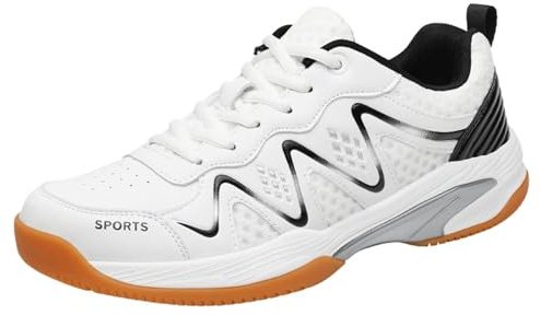 omcam Calzado De Voleibol para Hombre, Zapatillas Bádminton Antideslizantes Caña Baja Tenis, Deporte, Fitness, Moda, Senderismo,Negro,43 EU