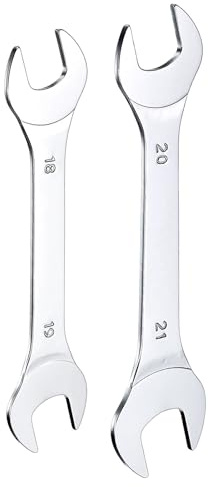 sourcing map 2pcs Double Open End Thin Wrench Set 18×19/20×21mm Metric Super Thin Small Flat Head Wrench Mirror Polished Open Ended Spanner for Automotive Repair Furniture Assembly