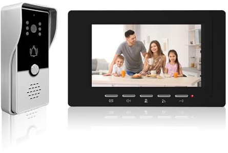 Wired Video Doorbell with Camera and Monitor Kits, Dual-Way Video Intercom System with Night Vision Support Remote Unlock for Villa House Office Apartment