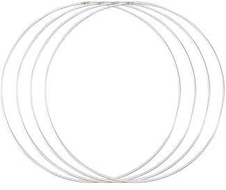 Vaessen Creative Anello in Metallo Ø 25 cm x 3 mm 4 Cerchio Decorativo Argento-Filo Metallico, Fiori Secchi, Macramè, Acchiappasogni, Mobile Fai da Te e Decorazioni da Parete, 25 x 25 x 0.03 cm