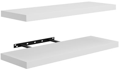 FURNITABLE – 2 hängande hyllor vägg, vägghylla vit 60 x 23,5 x 4 cm, svävande hylla, hyllbräda