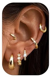 Dochais 6Paar Creolen Gold/Silber Ohrringe Gold Creolen Set Hypoallergen Ohrringe 316L edelstahl helix piercings goldschmuck für Damen Frauen Mädchen