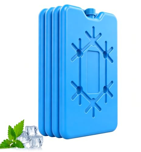 4 Pzs Bolsas de Hielo, Plana Freeze Refrigeración Bloques, Acumuladores de Frío, Placas de Hielo, Bloques Congeladores de Frío Pequeños, Elemento de Refrigeración para Viajar y Acampar, 16 × 11cm
