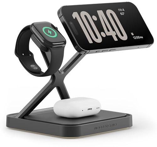 NOCO XGrid XDS3: 3-in-1 Wireless Charging Stand – Charging Station for iPhone, Apple Watch, and AirPods – MagSafe Compatible, Qi2 Certified – Includes 45W USB-C Wall Charger and 6.5-Foot USB-C Cable