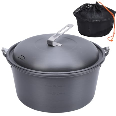 Gavetta Stoviglie Campeggio 5L - Pentola Leggera Alluminio Acciaio per Cottura, Bivacco e Barbecue - Capacità Ampia, Portatile, Ideale per Accessori Militari e Outdoor (Type de remorque)