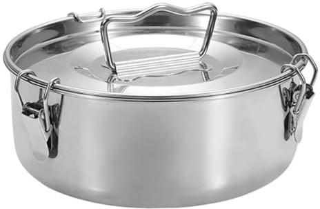Molde para flan de acero inoxidable, molde para flan de 7, 5x3 pulgadas con tapa y asa, redondo para hornear, portátil para pasteles para cocina