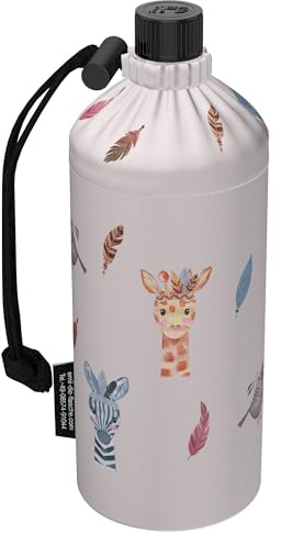 Emil Trinkflasche aus Glas für Mädchen & Jungen isolierte Glasflasche für Schule, Freizeit, Sport: Kinder & Eltern Native Animals (0,4l)