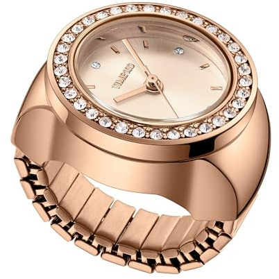 Ring Watch, Anello Orologio Donna Ring Watch Set Regalo con 7 Ghire Intercambiabili Colorate, Orologio da Dito al Quarzo con Cinturino Elastico Regolabile, Design Vintage Elegante, Idea Regalo Donna