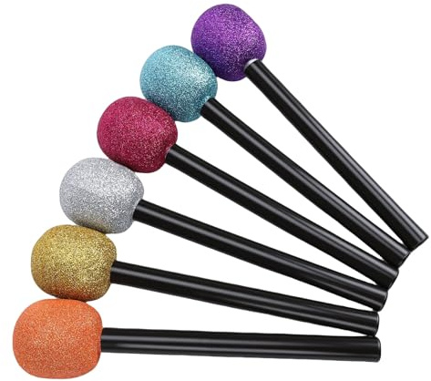 Fdit Accessoires de Microphone de Scène pour Enfants, 6 Micros Jouets à Paillettes pour Fournitures de Fête Costumée, Microphones de Jeu pour Les Activités en Classe et Les