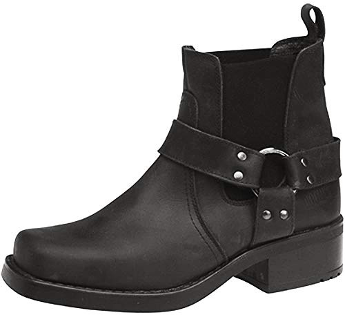 Gringos M486 Harley Bottines en cuir pour homme Style motard cowboy - noir - noir, 42.5