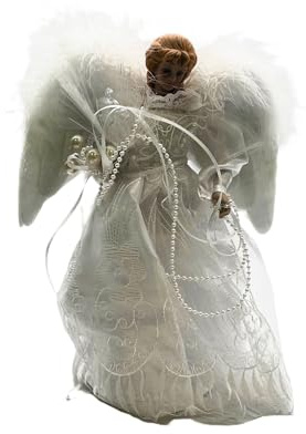 KSA 12 Lighted LED Fiber Optic White and Silver Angel Christmas Tree Topper