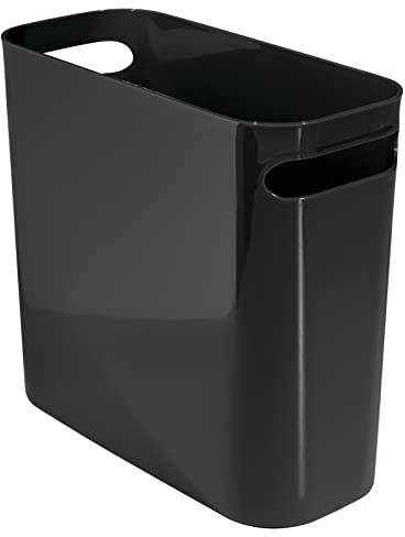 mDesign Badezimmer-Mülleimer – Schlafzimmer-Mülleimer & Mülleimer für Schlafzimmer, Badezimmer, Zuhause und Büro – Praktische Papierkörbe – Schwarz